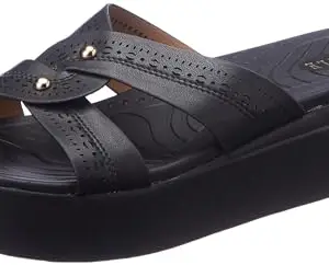 ELLE Women's Fashionable Strapless Comfartable Sandals Colour-Black, Size-UK 6