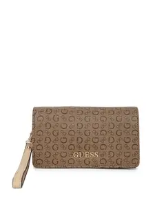 GUESS Brown Printed Sandria Boxed 3-Fold Wallet
