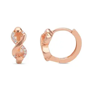 ZAVYA 925 Sterling Silver Cubic Zirconia Infinity Rose Gold Plating Hoop Earrings | | Gift for Women and Girls | With Certificate of Authenticity and 925 Hallmark