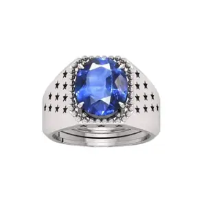 Stone Original Certified Blue Sapphire Adjustable Ring Anguthi With Lab Certificate for Men and Women