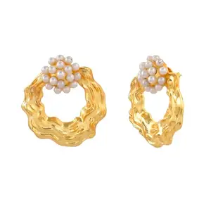 VOYLLA Voyage Pearlescent Gold Earrings|Women Studs Earrings|Gold Earrings For Women|Chic Earrings|Gift For Her|Women Gifts|Gift For Valentine|Valentine Gifts|Raksha Bandhan Gifts|Gift For Sister