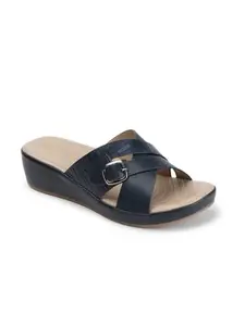 Carlton London Women Blue Comfortable Casual Wear, Outdoor, Party and Formal Wear sandal with Wedge Heels (37)