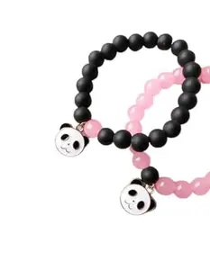 Panda Bracelet - Men & Women - Balances Soul Body, Mind, Fashion & Spirituality, Love & Relationship band for Couples Bracelet pack Of 2 Pink Black