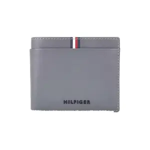 Tommy Hilfiger Drammen Leather Global Coin Wallet for Men - Grey, 4 Card Slots