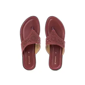 Khadim's Maroon Red Flat Slip On Sandal for Women (1061355)