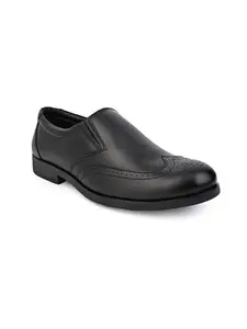 Devil's Snare Devil's Black Genuine Leather Slip-On Brogue Moccasion Shoes for Men, Padded Insole, Leather Lining, TPR Sole, UK6 - UK10 (Black, UK Footwear Size System, Adult, Men, Numeric, Medium, 6)