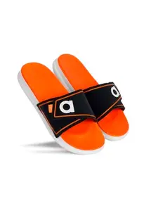AADI Men's Orange Synthetic Leather Casual Sliders/Flip Flop & Slippers