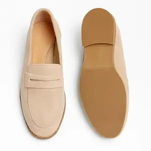Classic Women Loafers, Suede Upper, Beige, Slip-On Dress Shoes for Women (UK Footwear Size System, Adult, Women, Numeric, Medium, 4)