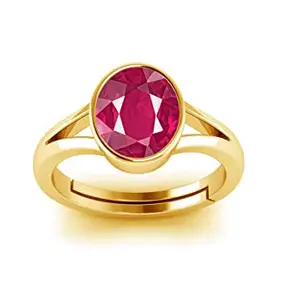 LMDPRAJAPATIS 13.60 Carat Natural Certified Ruby/Manik Birthstone/Astrology/Rashi Ratan Adjustable Gold Plated Ring for Men & Women