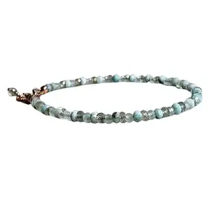 RRJEWELZ Larimar, labradorite & aquamarine bracelet for men & women - 3mm Rondelle Faceted & Smooth beads - 7 Inch Adjustable with Silver plated clasp – Healing, Fashion, Gift, Spiritual, Yoga|LCBR_RR_08139