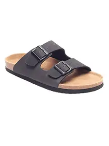 HF JOURNEY Black Zeno Casual wear Leather Sandal For Men|122103_41|