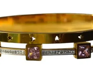 Swayaa Dual Band Gold Plated Bracelet-Star Design & Peach Detailing