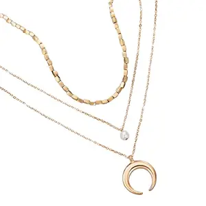 Jewels Galaxy Gold Plated Gold-Toned Multilayered Layered Necklace For Women and Girls (CT-NCKA-44315)