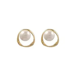 Vembley Stylish Vintage Geometric Pearl Hollow Korean Earrings For Females