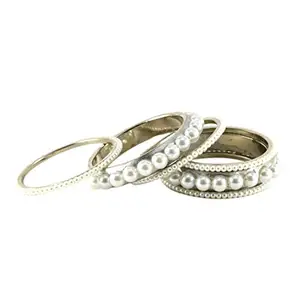 MAYA FASHION White Moti Brass Bangle Elegant Extra Large Size Bangle | Perfect Fit for Plus Size banglesTrendy and Comfortable Fit for woman and girls | (Sku-ban1086)