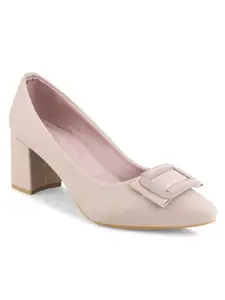 Shuz Touch Comfort Block Heel Peach Pumps