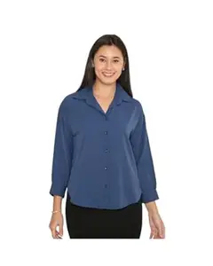 Women's Premium Soft Formal Shirt | Relaxed Fit | Office Wear | 3/4 Bracelet Sleeves | High-Low Pattern | Buttoned Cuff | Drop Shoulder