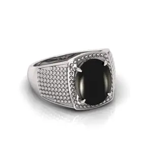 AMG GEMS Sulemani Hakik Stone Ring Original Certified Natural Black Hakik Gemstone AA++ (6.25 Ratti)