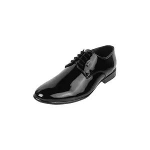 Mochi Men Black Faux Leather Glossy Lace-Up Formal Shoes UK/7 EU/41 (19-474)