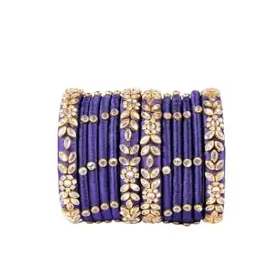 Saumakshi Designs Silk Thread Bangles Set for Women (NAVY BLUE-ND) (2.8)