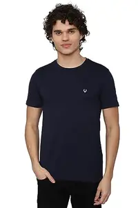 Allen Solly Men's Solid Slim Fit T-Shirt (ASKCCUSGFK10668_Dark Blue S)
