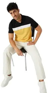 Max Men's Half Sleeves Regular Fit Colourblock Polo T-Shirt