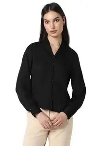 Van Heusen Women's Regular Fit Shirt (VWSFFRGPS04340_Black