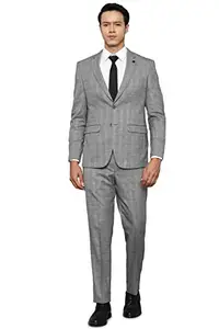 Allen Solly Men's Polyester Blend Two Piece Suit-Dress Set (ASSURSLFS82168_Grey_38)
