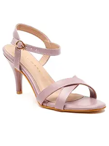 Bruno Manetti Women's Purple Slipon Cross Strap Back Strap Comfort Heel Sandal