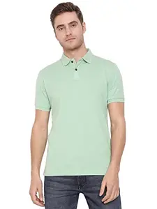 Greenfibre Men's Half Sleeve Cotton Polo T-Shirt | Cotton Blend Solid Polo Neck T Shirts for Men | Slim Fit Summer Wear Comfortable Polo Neck T-Shirt Pista Green