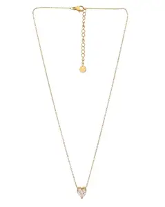 Carlton London 18kt Gold Plated Stainless Steel Dangling Heart Solitaire Necklace