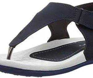 WELCOME Women's Blue Leather Flip-Flops-4 UK (0)
