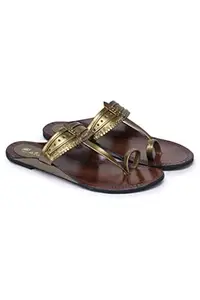 Picktoes Women's Kolhapuri, Fashion Sandal Sleeper Fashion Sandal (Copper, Numeric_9)