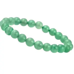 RRJEWELZ Natural Aventurine 8mm Round Shape Smooth Cut Beads 7.5 Inch Stretchable Bracelet For Men & Women. Unisex Bracelet For Healing, Meditation, Prosperity, Gift & Luck|STBR_RR_10092_7.5