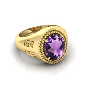 3.25 to 15.25 Ratti Amethyst Katela Stone Adjustable Gold Ring For Men And Women
