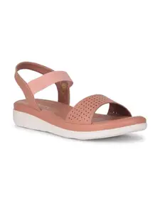Liberty Healers JD-39 Casual Sandal For Women With PU Upper| TPR Sole| Lightweight, Durable & Non-Slip | Stylish & All Purpose | Padded Insole | Travel Friendly | Comfortable Footbed (Peach-5)