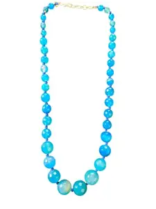 Blue Dragon Vein Agate Gemstone Necklace – 10mm Healing Crystal Beads, Handcrafted Unisex Jewelry