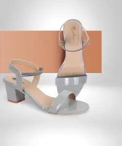 Picktoes PT-GD602 Women's Grey Synthetic Leather Casual Heel Sandal