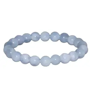 RRJEWELZ Natural Calcite 8mm Round Shape Smooth Cut Beads 7 Inch Stretchable Bracelet For Men & Women. Unisex Bracelet For Healing, Meditation, Prosperity, Gift & Luck|STBR_RR_10800_7.0