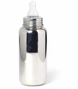 KINDAR CARE Baby Stainless Steel Feeding Bottle | Silver | Pack of 1 | 250 Ml