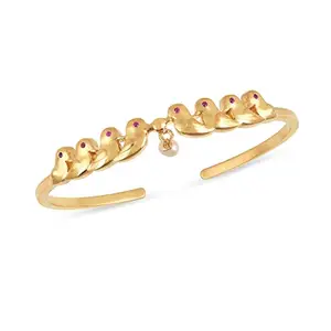 MODERN CULTURE JEWELLERY | 925 Sterling Silver Gold Plated Pearl Parrot Bracelet, Adjustable | Hand Cuff/Kada/Bangle Gifts for Women & Girls | Accessories Jewellery Gifting | 6 Month Warranty*