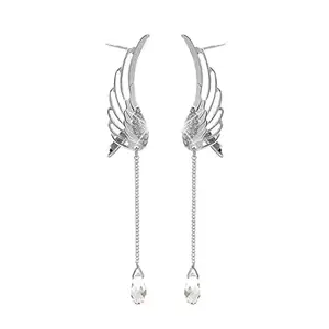 ROYAL NEEDS ; YOUR HIGHNESS Ear Cuff Earrings for women gold polish American Diamond studd Ear Cuff Earrings (Angel wings)