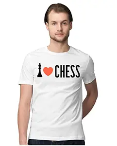 ALLEN BLACK Men's Regular Fit T-Shirt I Love Chess 100% Cotton T-Shirt White_LOVECHESSM-White 5XL Men Round_