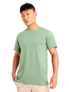 BEYOUNG Cotton Regular Fit Plain T-Shirt for Men - Seafoam Green | Flexible Round Neck | Casual T-Shirt | Solid T-Shirt | Half-Sleeves | Stylish Tshirt for Men