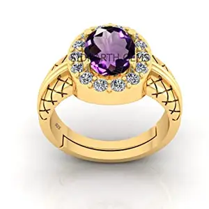SIDHARTH GEMS 8.25 Ratti 7.50 Carat Amethyst Original Certified Amethyst Gold Plated Ring Stone Ring for Men and Women