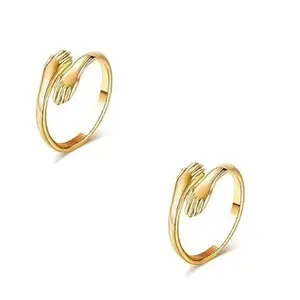 Olive you Hug Couple Gold Ring Classic Design, Stylish & Delicate for Everyday Wear. best gift for Him and Her,Anti-Tarnish Gold-Plated Ring for Women