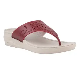 WELCOME PURE-501 Women's Slippers/FlipFlops Lightweight Super Flexible Arch Support Durable Anti Skid & Stylish Dailywear Slippers/FlipFlops for Women W-PURE-501-MRN-BEG_5