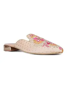 Inc.5 Womens Rose Gold Party Wear Printed Toe Flats Mules