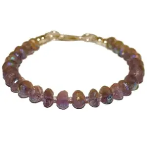 LKBEADS mystic amethyst 6mm , 29 Piecesrondelle shape faceted cut gemstone beads 7 inch stacking bracelet with 925 sterling silver - gold plated lock gemstone clasp bracelet - link chian bracelet for men/women