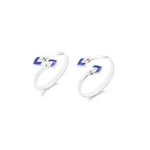 DHRUVS COLLECTION 925 Silver Blue Enamel Finished Toe Ring for Girls & Women - 3.2 Grams